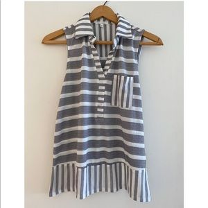 Grey & White Striped Blouse